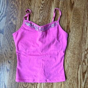 Rene Rofe Girls Pink Tank Top with Sparkles